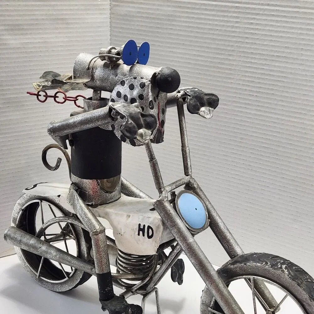 Yardbirds Scrap Metal Art Dog On A Hog Motorcycle Sculpture Richard Kolb Vintage